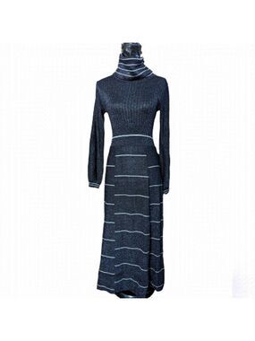 1970's Wenjilli Vintage Metallic Knit Maxi Dress
